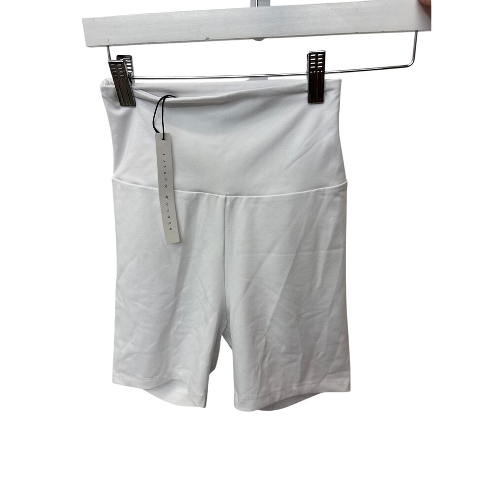 NWT Susana Monaco Sz XS Sugar White High Waist Seamless Athleisure Bike Shorts